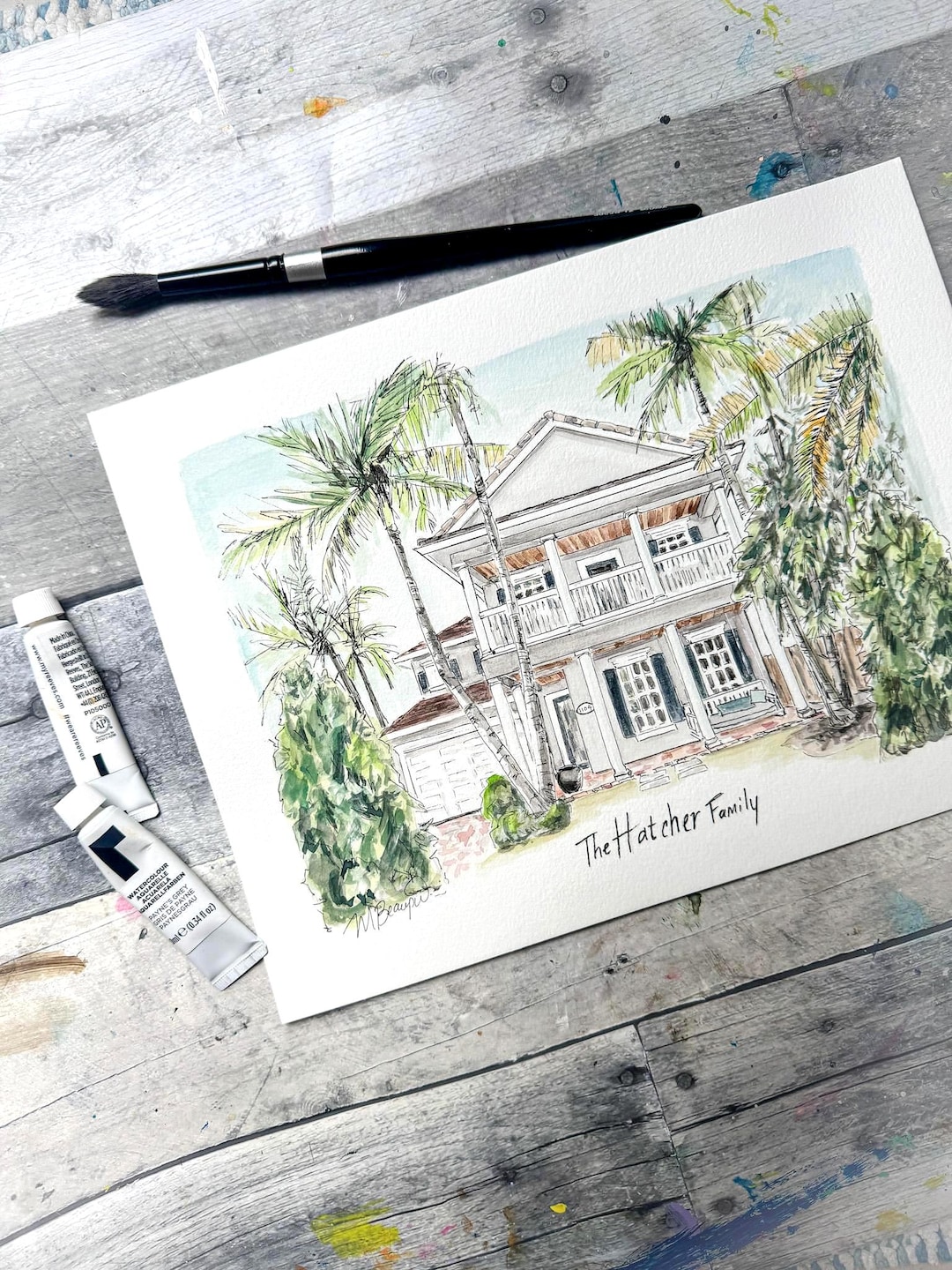 Custom Watercolor House Portrait: Hand Painted Home Illustration - Etsy