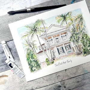 Custom Hand Painted home illustration, original watercolor house special building painting , housewarming, new home, realtor gift