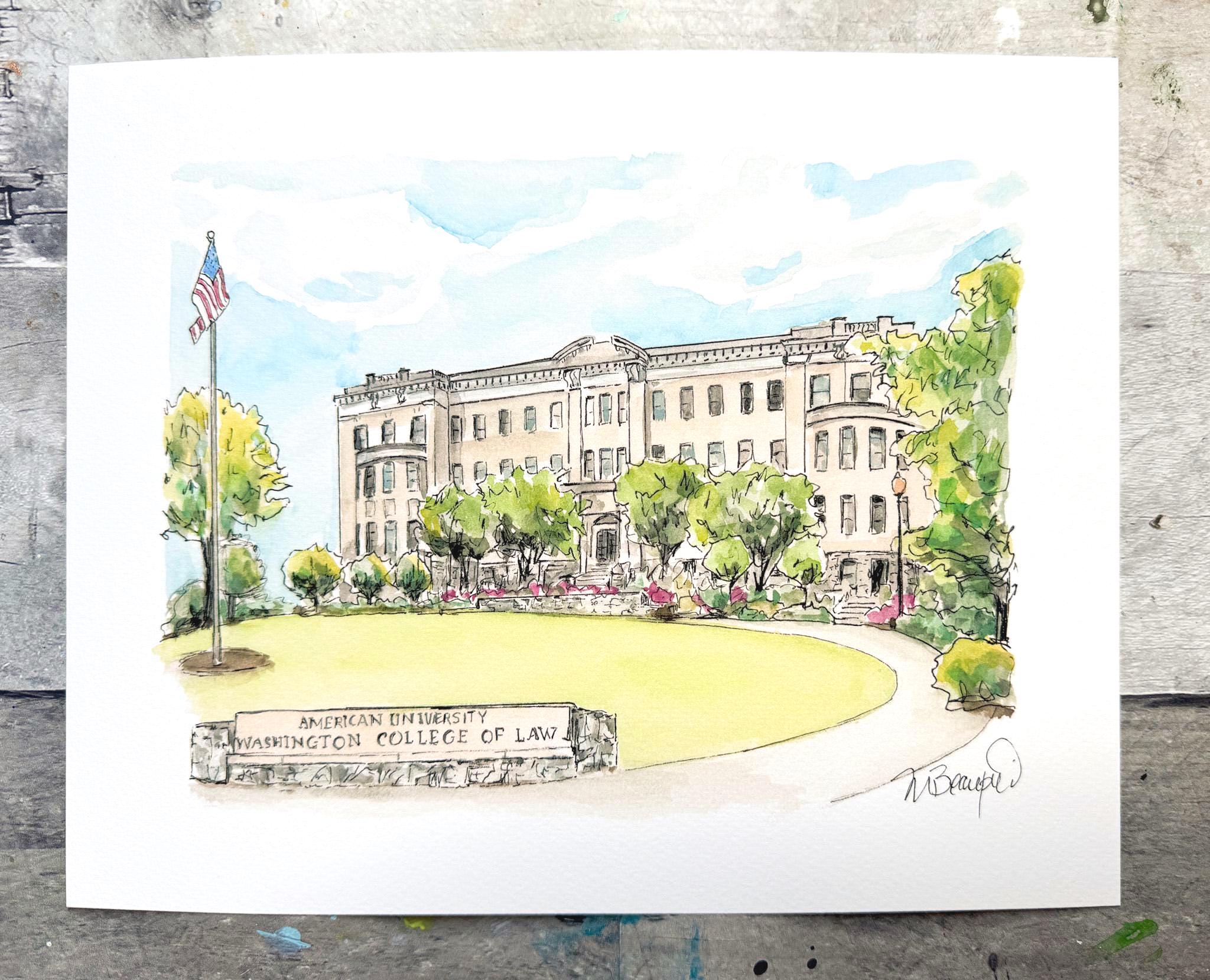 American University Washington College of Law Illustration, artwork, print, graduation, alumini gift
