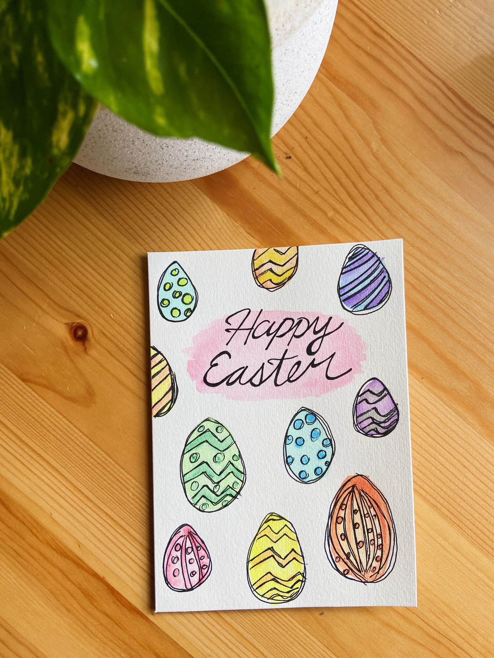 Watercolor Happy Easter Easter Card Etsy