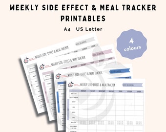 Cancer Chemo Weekly Side Effect Symptom Meal Tracker Planner Printable Digital Download