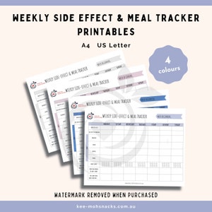 Cancer Chemo Weekly Side Effect Symptom Meal Tracker Planner Printable Digital Download