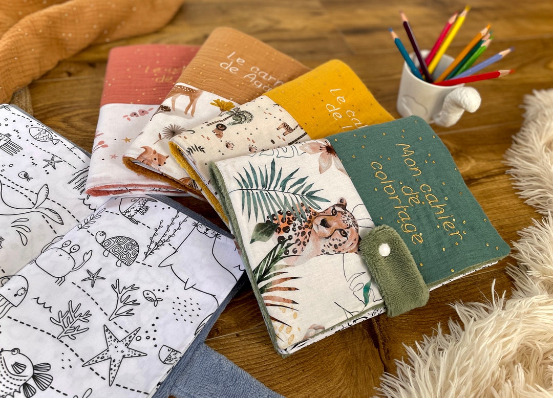 Cahier de Coloriage Lavable Avec ou sans personnalisation En Coton