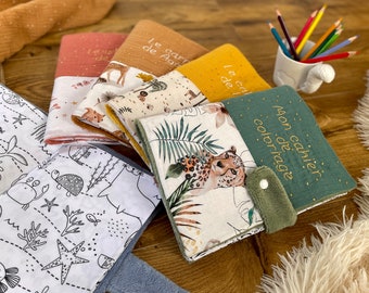 Cahier de Coloriage Lavable - Avec ou sans personnalisation - En Coton, Double Gaze & Bambou Oeko Tex - Nombreux coloris au choix