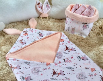 Rabbit ear bath cape - With or without personalization - In Cotton & Bamboo 100% Oeko Tex - Dancers/Blush Pink