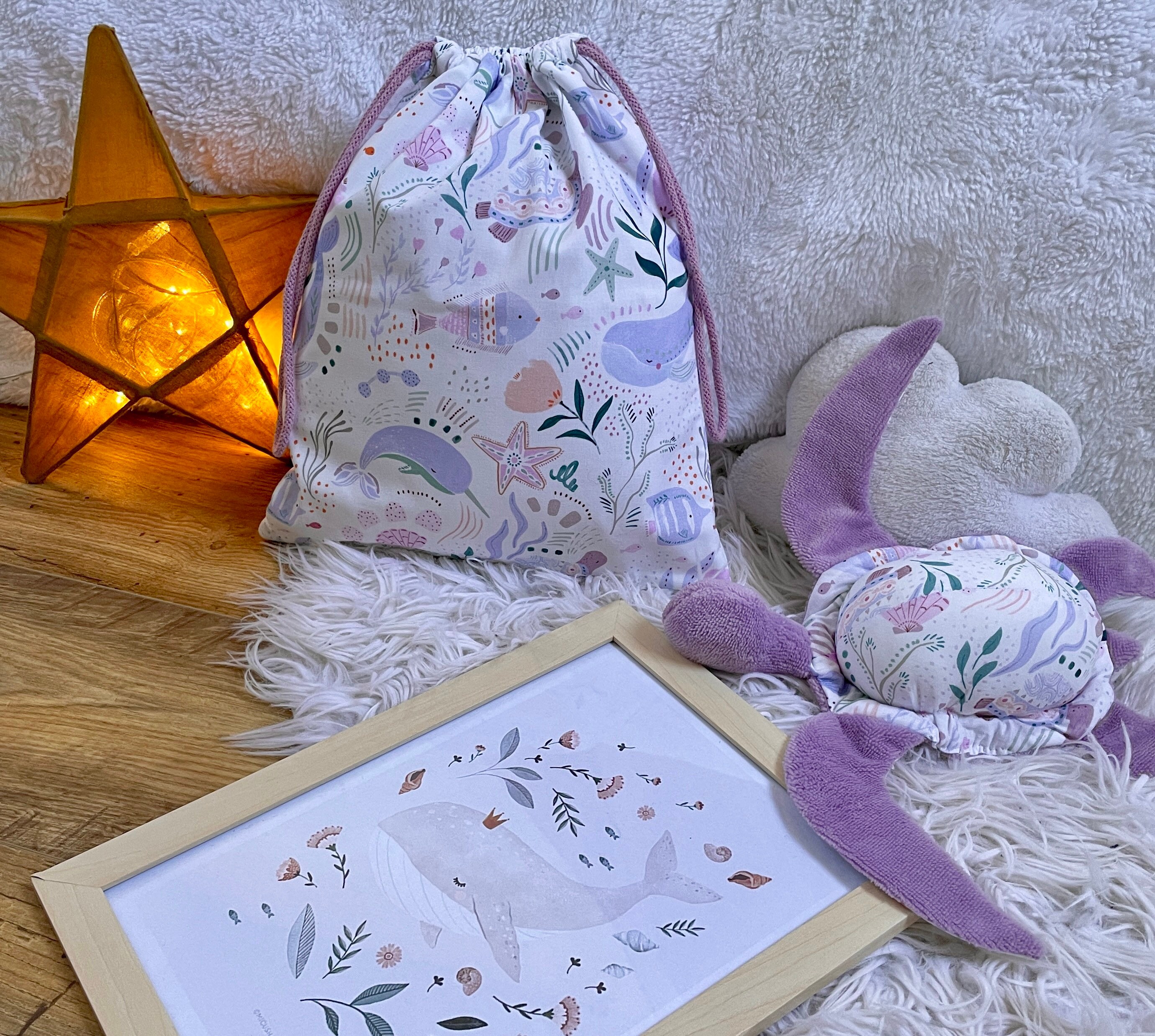 Sac enfant, Sac de plage, Sac de piscine, Sac à doudou En coton