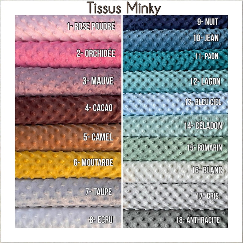 Couverture Bébé Double Gaze Minky ou Bambou Avec ou sans Molleton Nombreux Coloris au choix 画像 8