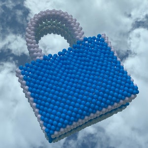Beaded Bag // Blue & White