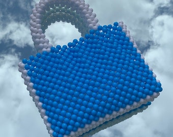 Athena Beaded Bag / Summer Bag / Handmade / Blue and White Bag / Evening Bag / Party Bag / Clutch / Purse / Wedding