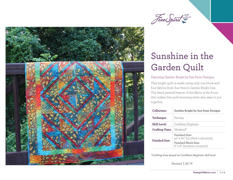 Sunshine in the Garden Quilt Kit by Sue Penn for Freespirit Etsy