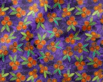 Berries Quilting Fabric from Garden Delight by Sue Penn for FreeSpirit PWSP064.PURPLE