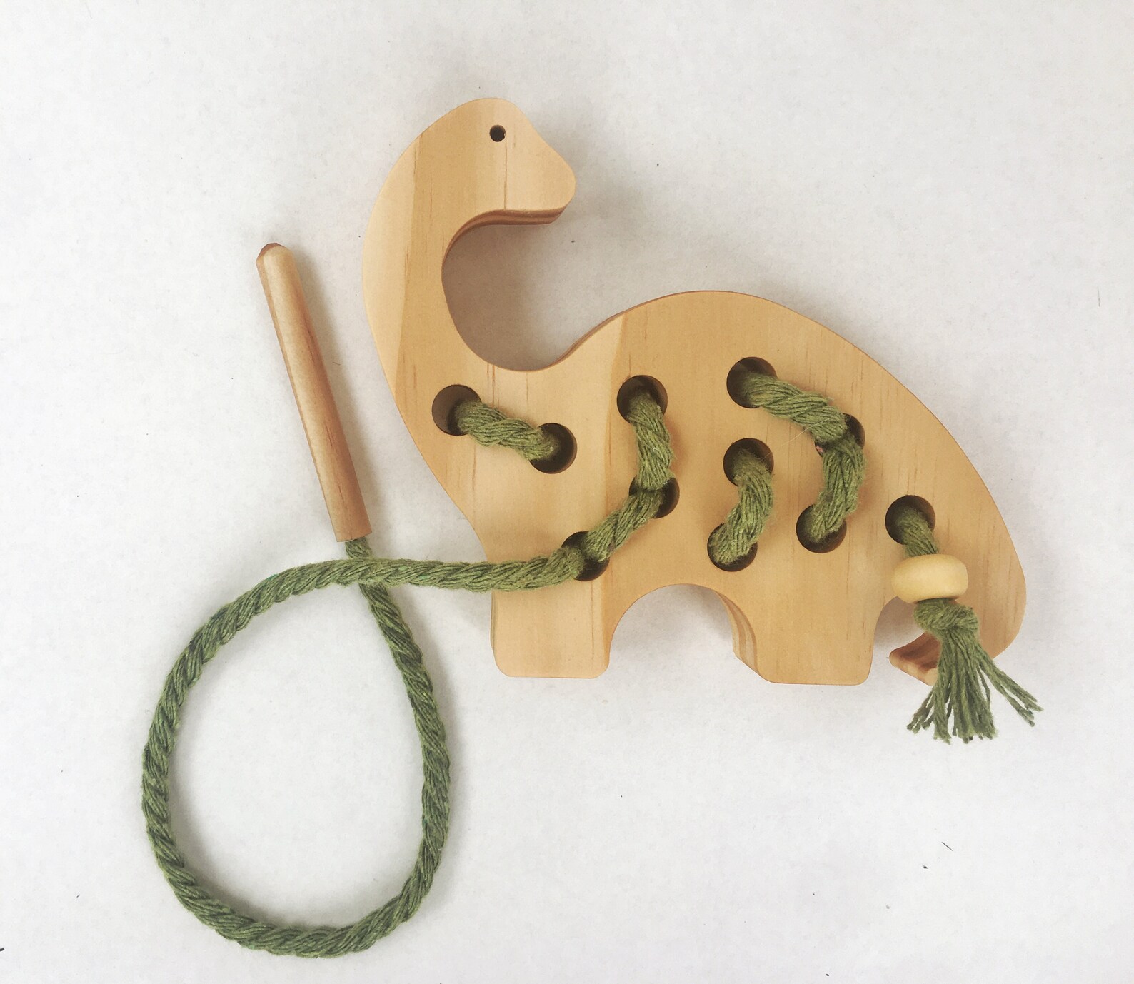 Lacing animalwooden toydinowooden dinosaur lacing toy Etsy