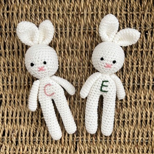 Personalized Custom Crochet bunny. Amigurumi Bunny toy for a newborn, toddler or child gift