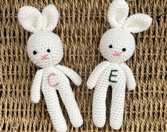 Personalized Custom Crochet bunny. Amigurumi Bunny toy for a newborn, toddler or child gift