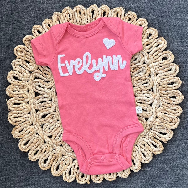 Personalized Baby Outfit | Custom Baby Bodysuit, Hand Embroidered Baby Name