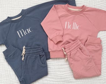 Organic Embroidered Toddler Baby Jogger Set Gender Neutral