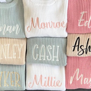 Personalized Embroidered Oversized Name Kids Toddler Baby Sweater image 3