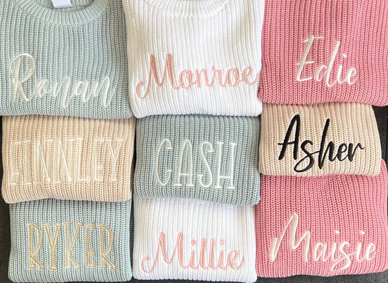 Personalized Embroidered Oversized Name Kids Toddler Baby Sweater Bild 3