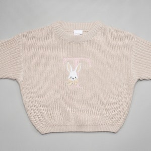 Easter Bunny Embroidered Personalize Oversized Name Kids Toddler Baby Sweater image 3