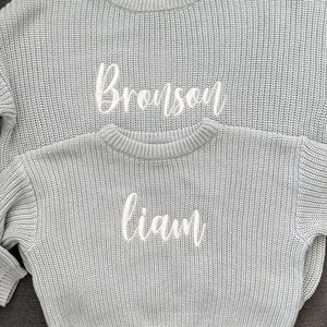 Personalized Embroidered Oversized Name Kids Toddler Baby Sweater image 6