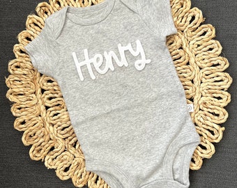 Baby Shower Gift, Custom Baby Name body suits,  Personalized baby top, coming home outfit, Baby Name Reveal short sleeve bodysuit