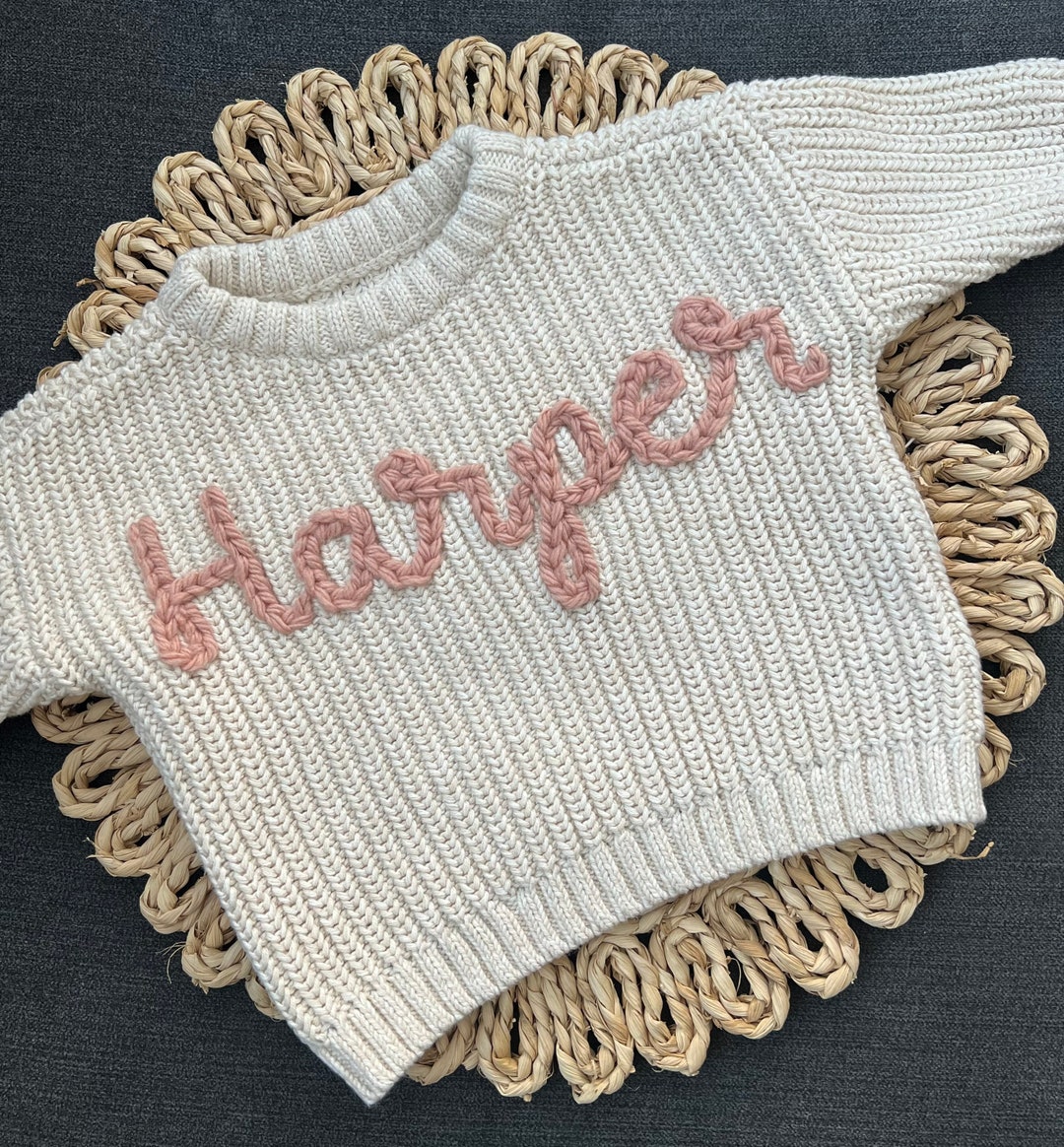 Personalized Custom Baby Name Sweater /hand Embroidered