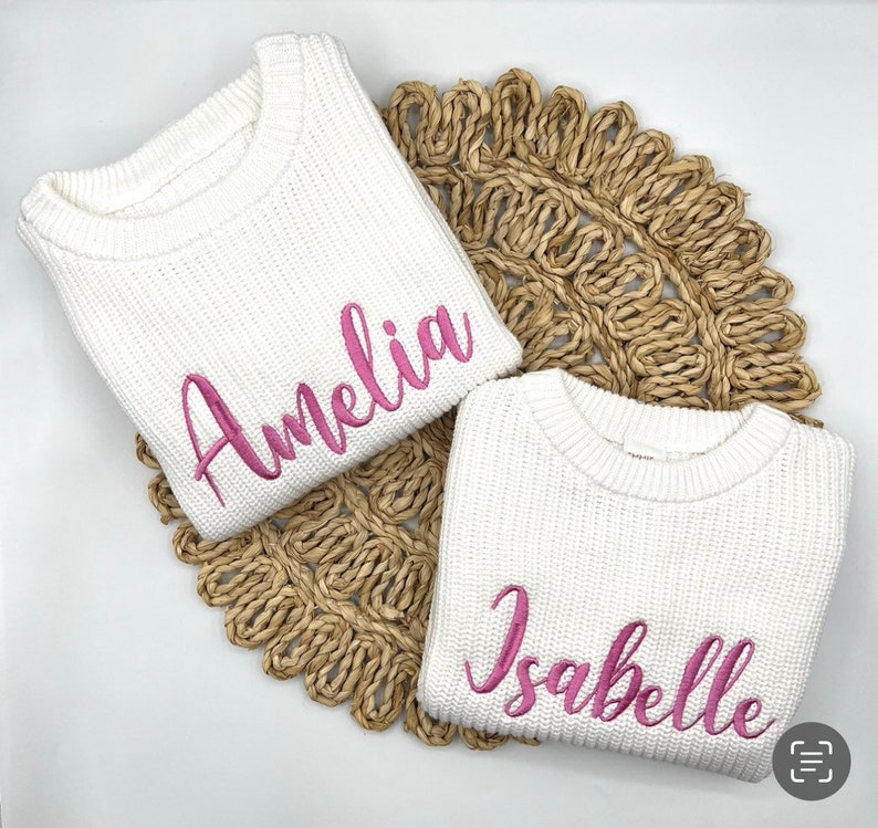 Personalized Embroidered Oversized Name Kids Toddler Baby Sweater Bild 4