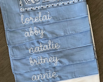 Custom Embroidered Bandana, Western Bachelorette Party, personalized handkerchief