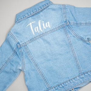 Custom Oversized Embroidered Kids Girls Denim Jacket, Personalized Jean Jacket, Stitched Name Kids Children’s Toddler Gift