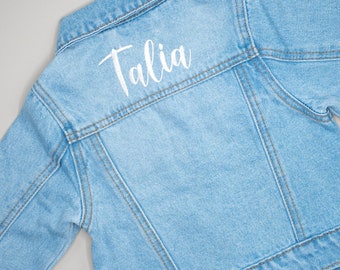 Custom Oversized Embroidered Kids Girls Denim Jacket, Personalized Jean Jacket, Stitched Name Kids Children’s Toddler Gift