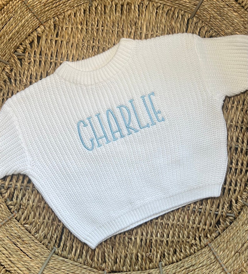 Personalized Embroidered Oversized Name Kids Toddler Baby Sweater image 2