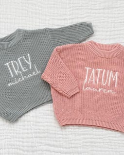 Personalized Embroidered Oversized Name Kids, Custom Toddler Baby Sweater