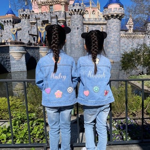Custom Embroidered Kids Girls Denim Jacket, Chenille Patch Sewn On Personalized Jean Jacket, Stitched Name Kids Children’s Toddler Gift