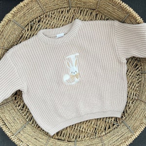 Easter Bunny Embroidered Personalize Oversized Name Kids Toddler Baby Sweater image 2