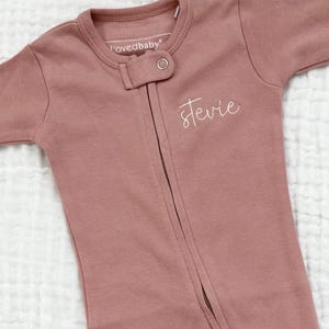 Organic Personalized Embroidered Baby Zippered Bodysuits, Baby Outfit, Preemie, Footie Rompers, Custom Baby Girl Shower Gift
