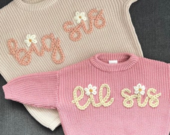 Personalized Baby Oversized Name Kids Sweater /Toddler Hand Embroidered Sweater