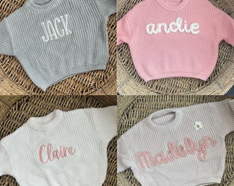 CLEARANCE Ready to Ship, Baby Embroidered Sweaters, Name Personalized Sweater