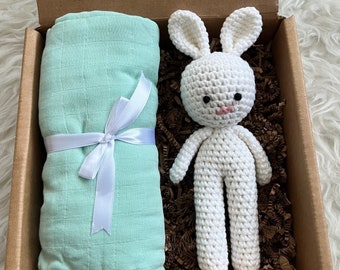 Crochet Bunny, New Baby Gift Set Box, Welcome Baby Girl Baby Boy Gift Set, Baby Shower Gift, Baby Gift, Baby Present, Newborn Gift Box