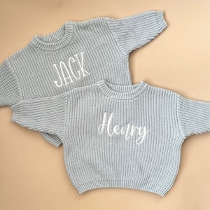 Personalized Embroidered Oversized Name Kids Toddler Baby Sweater image 1