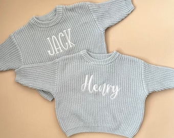 Personalized Embroidered Oversized Name Kids Toddler Baby Sweater