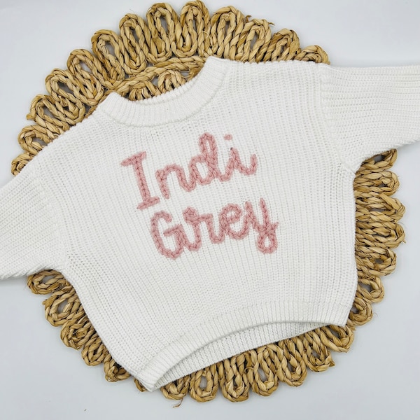 Baby Embroidered Name Sweater Etsy