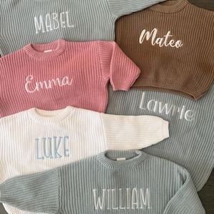 Personalized Embroidered Oversized Name Kids Toddler Baby Sweater