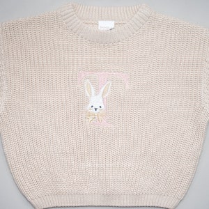 Easter Bunny Embroidered Personalize Oversized Name Kids Toddler Baby Sweater image 4