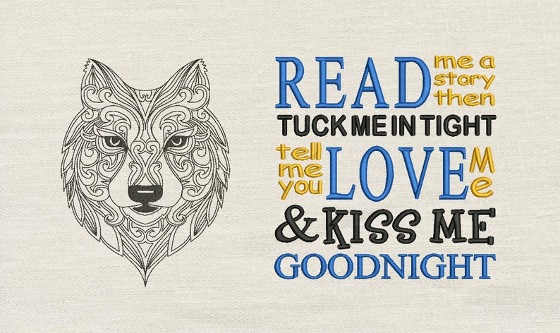 Read me with wolf line Machine embroidery Design 3 Sizes Reading Pillow-INSTANT D0WNL0AD