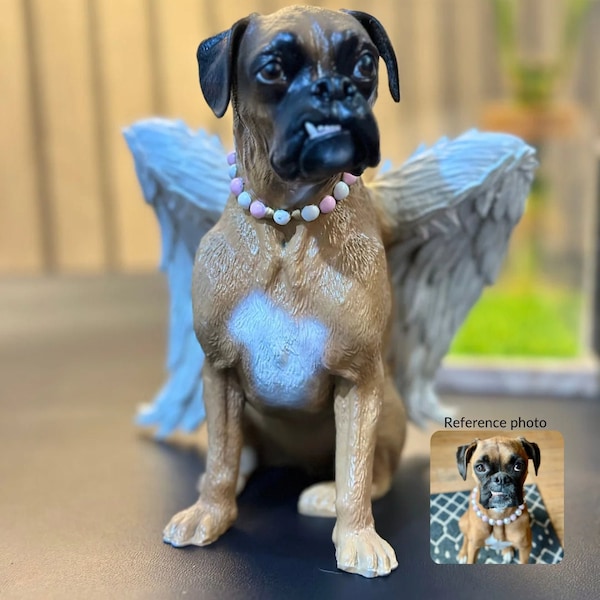 Custom Angel Wings Pet Sculpture - Personalized 3D Resin Dog & Cat Memorial Statue - Hand-Painted Pet Lover Gift - Unique Animal Artwork