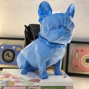 French Bulldog Desktop Organizer, 3D Printed, Makeup Organizer, Modern Art, Pen Organizer, Pen Holder, decoration figure image 2