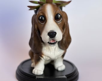 Basset Hound Planter Gift Set - Easy Gardening, Personalized Dog Decor