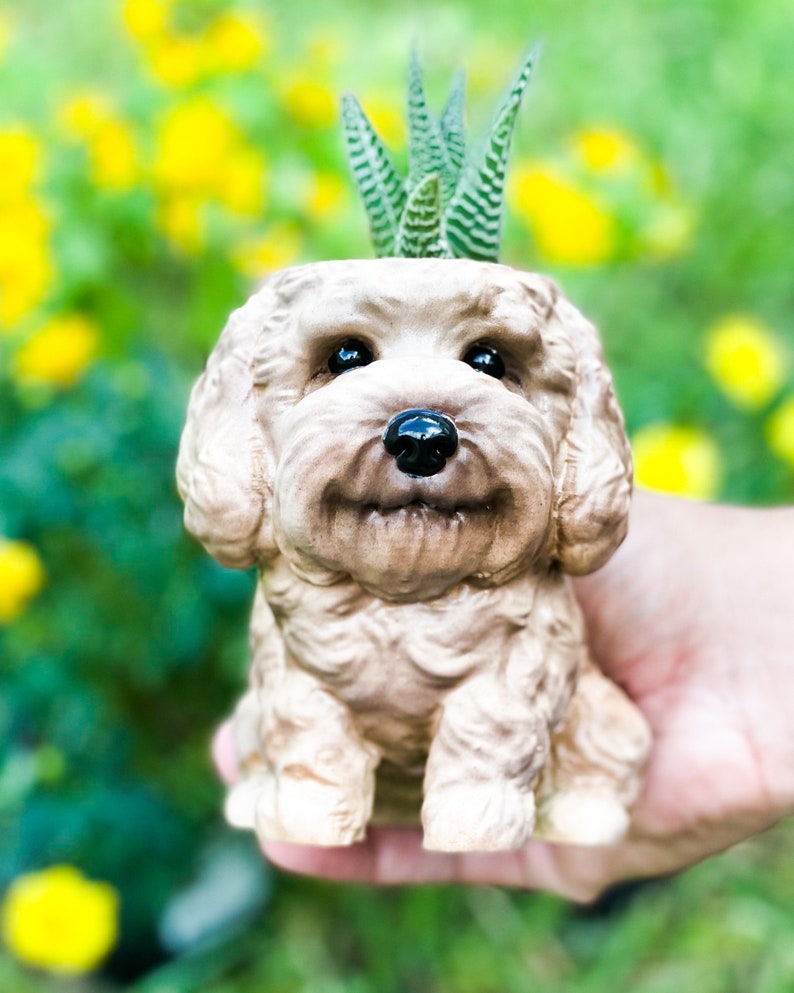 Goldendoodle Dog Custom Plant Pot Personalized Dog Statue 3d Etsy