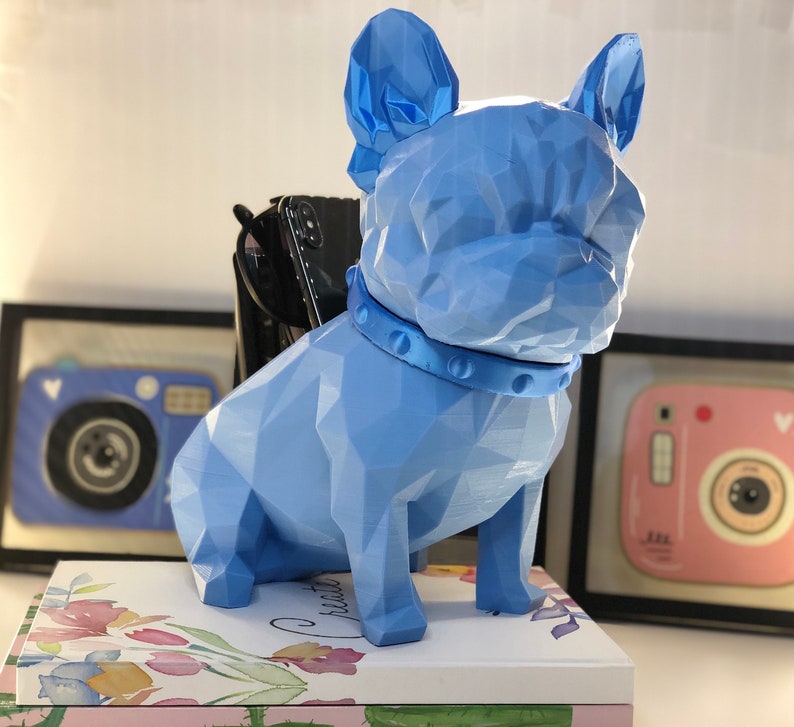 French Bulldog Desktop Organizer, 3D Printed, Makeup Organizer, Modern Art, Pen Organizer, Pen Holder, decoration figure image 2