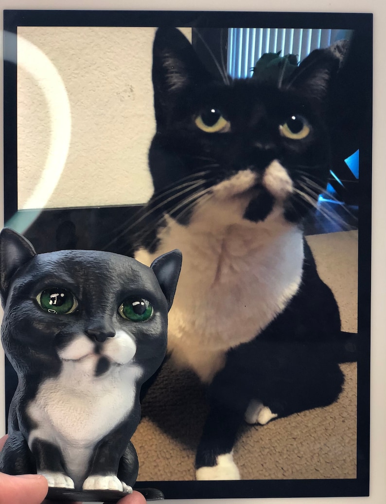 Personalized Cats figurine hand painted while using your photos as a reference Personalized cat sculpture for plants Cats